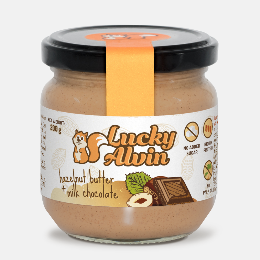 Lucky Alvin Lískové oříšky + mléčná čokoláda 200 g, bez GMO, Vegan