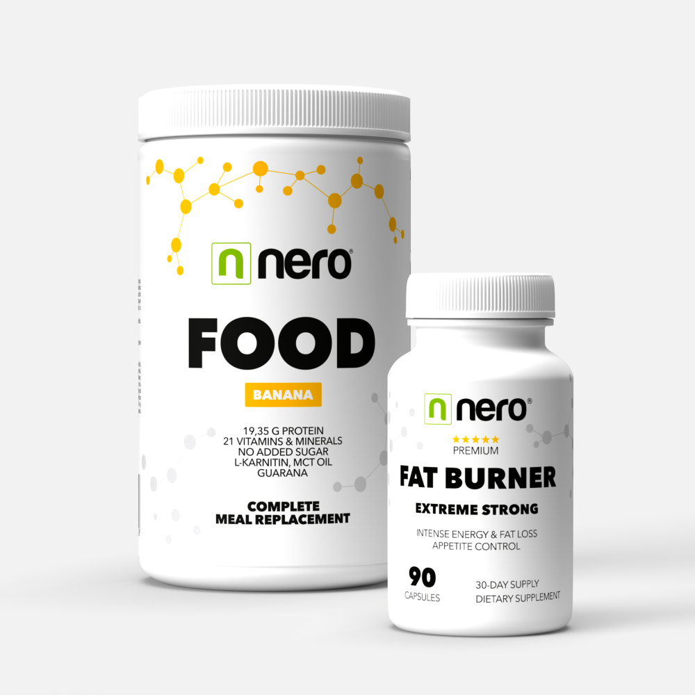 Výhodná sada - spalovač tuků + funkční strava Nero FOOD Banán / 1 měsíc