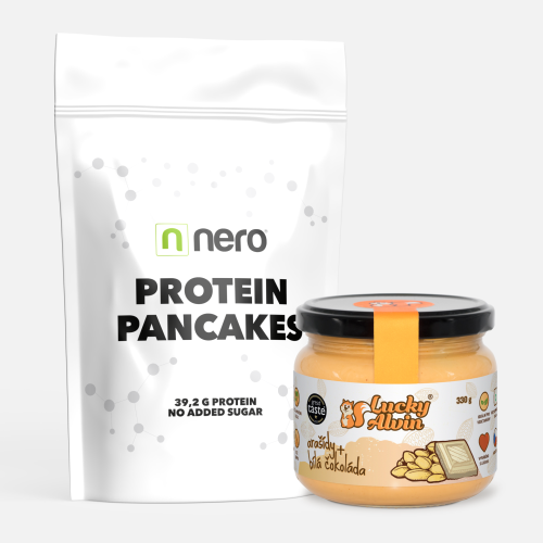Proteinové palačinky NERO, sáček, 1135g, bez GMO, + Lucky Alvin arašídy + bílá čokoláda 330 g