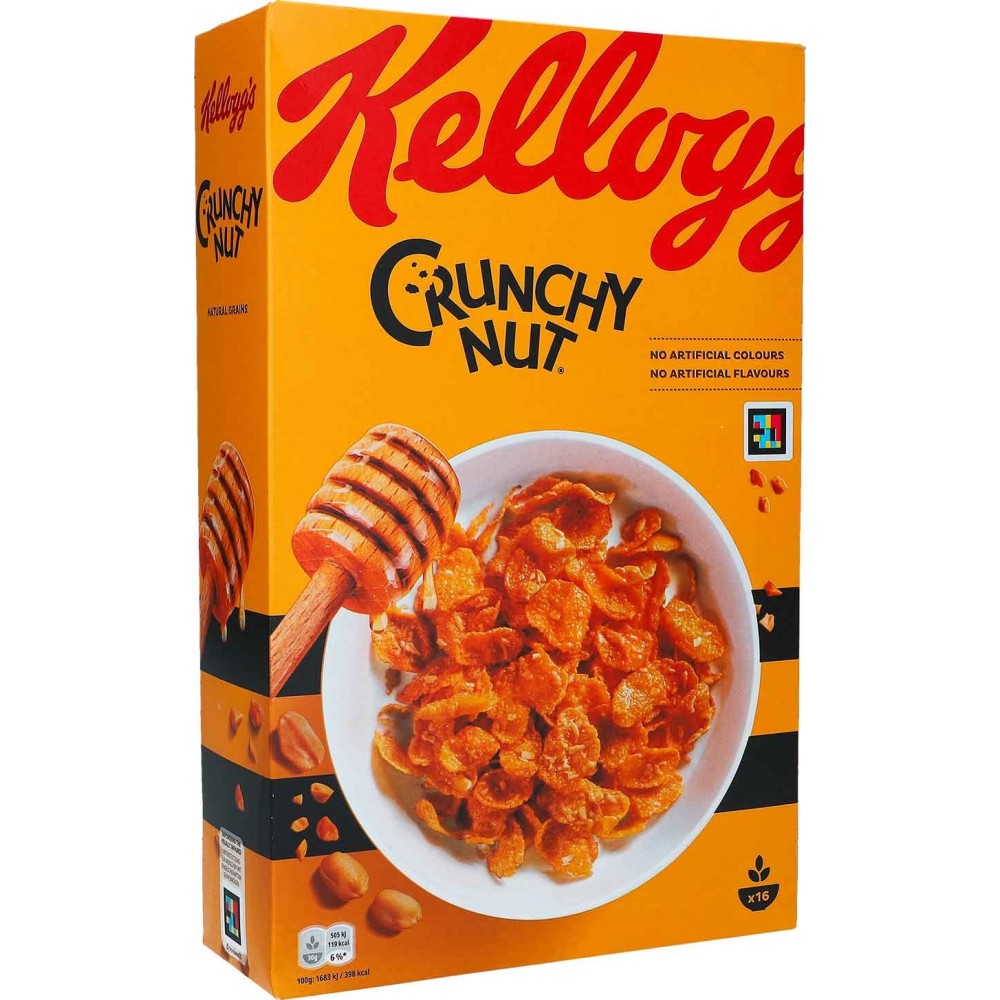 Kellogg's Crunchy Nut, 500 g, 16 porcí, ořechové kukuřičné vločky, bez umělých barviv a sladidel