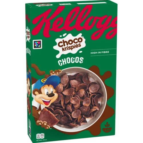 Kellogg's Choco Krispies Chocos, 420 g, 14 porcí, rýžové kuličky s kakaem, vysoký obsah vlákniny