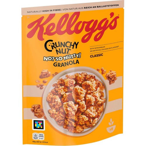 Kellogg's Crunchy Nut Granola Classic, 380 g, 8 porcí, celozrnná granola bez umělých barviv a aromatických látek