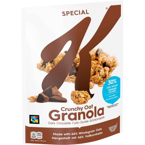 Kellogg's Special K Crunchy Oat Granola, 320g, 7 porcí, křupavé ovesné vločky s hořkou čokoládou