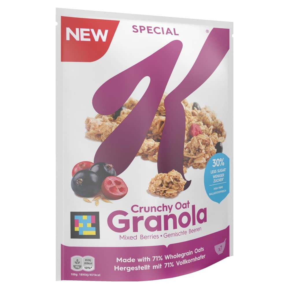 Kellogg's Special K Crunchy Oat Granola, 320g, 7 porcí, křupavé ovesné vločky s brusinkami a černým rybízem