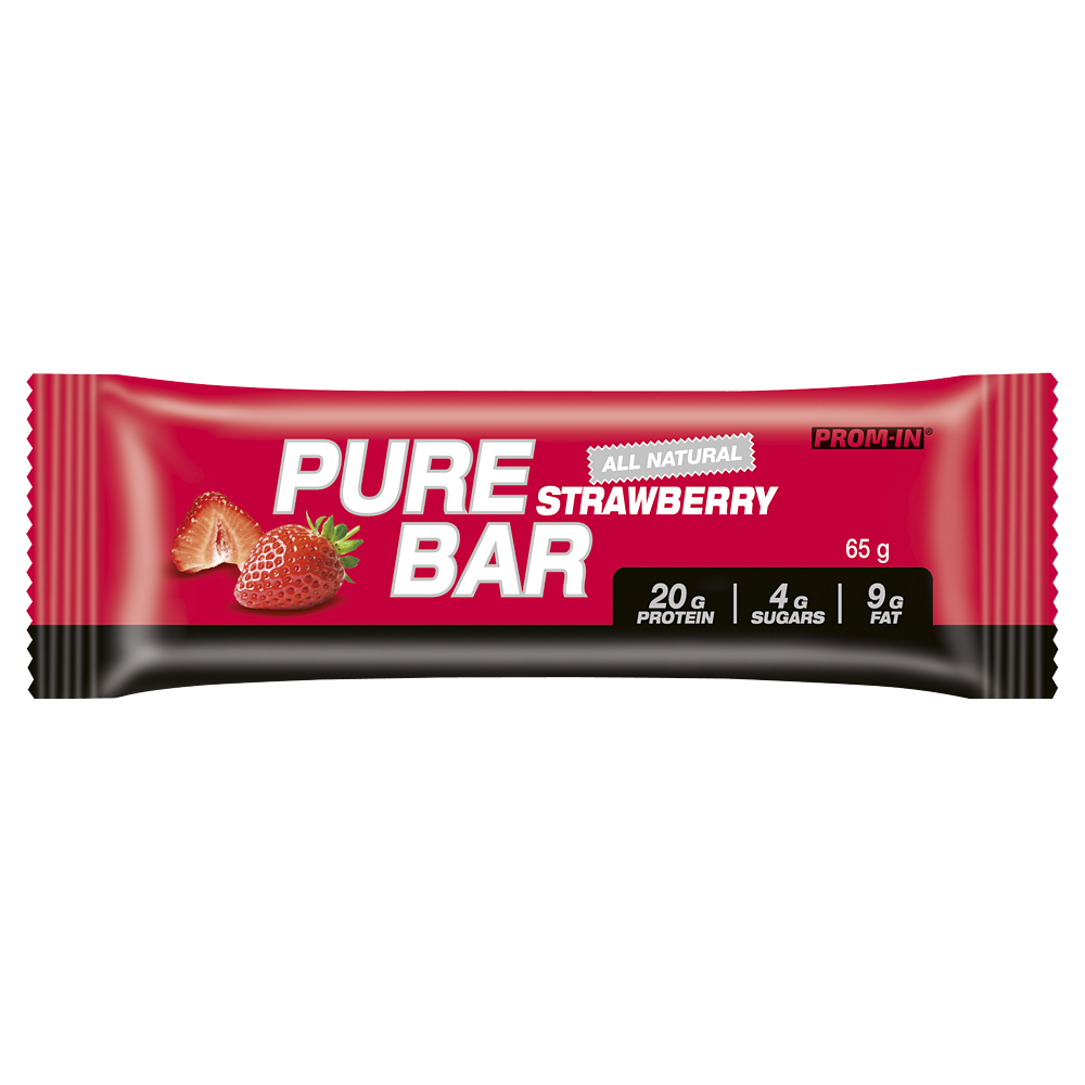 Proteinový tyčinka Prom-In Pure Bar Jahoda, 20 g Proteinu, 65 g