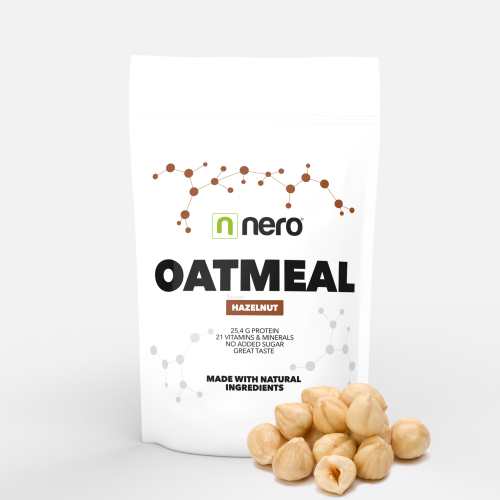 Proteinová instantní ovesná kaše Nero, Lískový oříšek, 1kg, 20 porcí