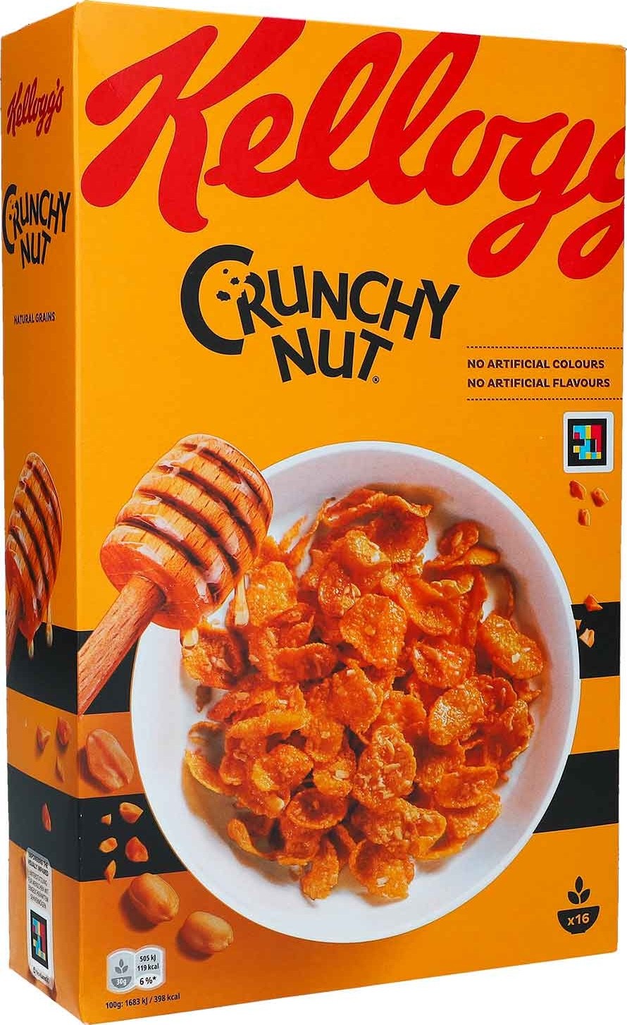 Kellogg's Crunchy Nut, 500 g, 16 porcí, ořechové kukuřičné vločky, bez umělých barviv a sladidel 5059319030760