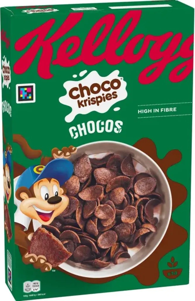 Kellogg's Choco Krispies Chocos, 420 g, 14 porcí, rýžové kuličky s kakaem, vysoký obsah vlákniny 5059319030616