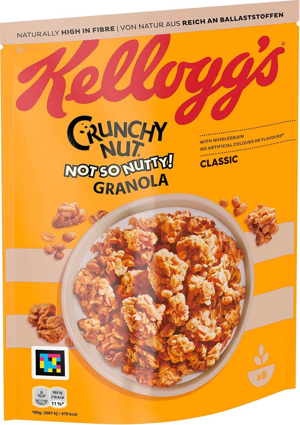 Kellogg's Crunchy Nut Granola Classic, 380 g, 8 porcí, celozrnná granola bez umělých barviv a aromatických látek 5059319020334