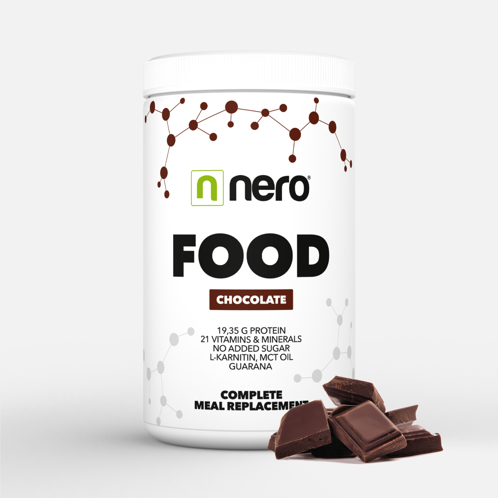 Zdravé dietní jídlo Nero FOOD Čokoláda, 600g, 20 porcí 8594179510504