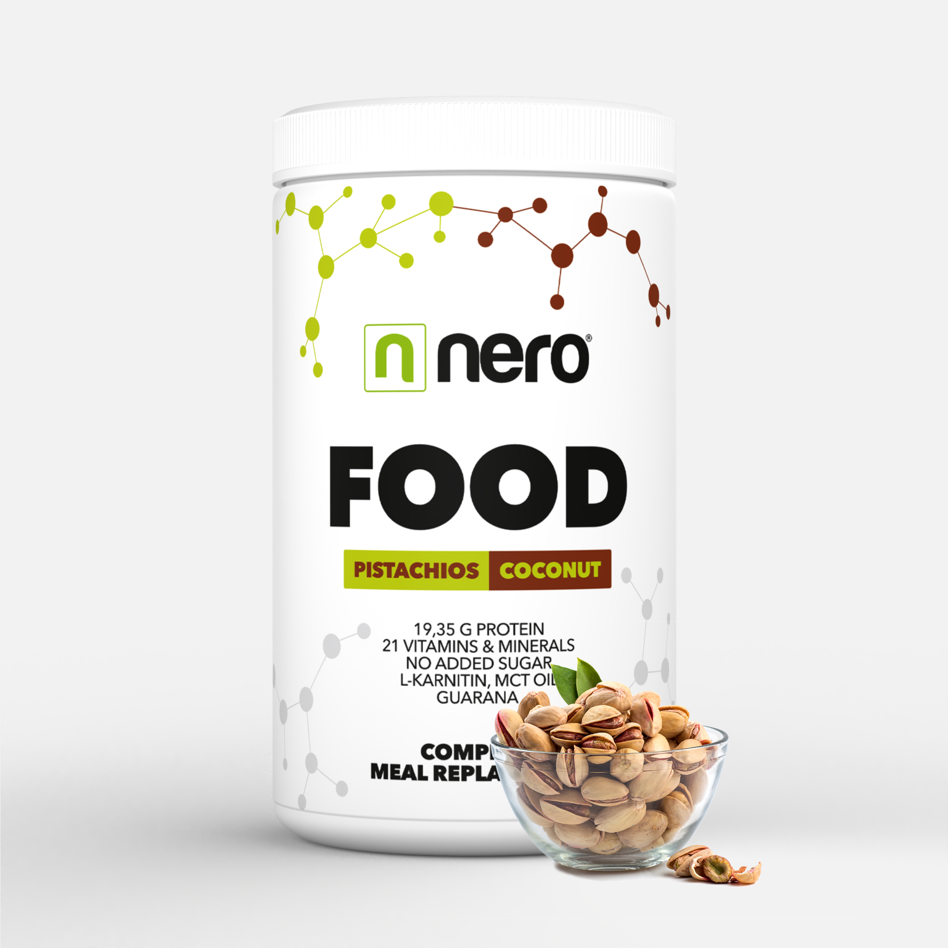 Zdravé dietní jídlo Nero FOOD Pistácie & Kokos, 600g, 20 porcí 8594179510566