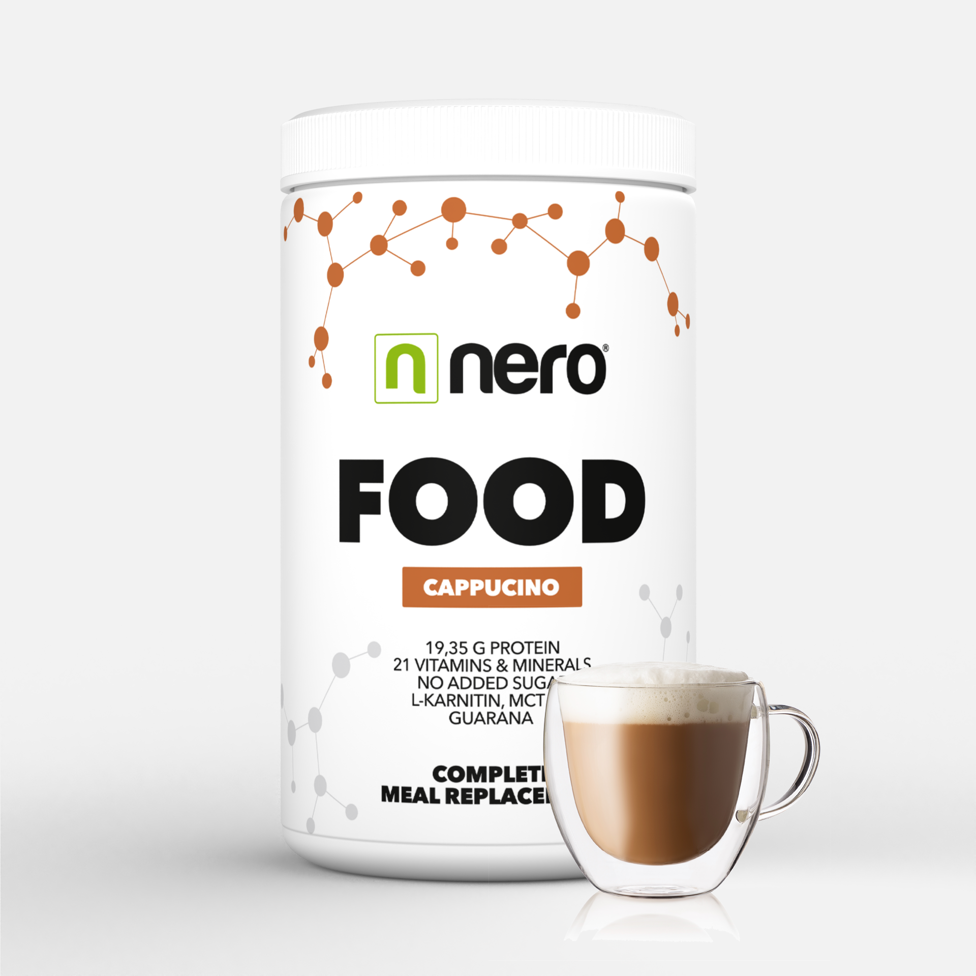 Zdravé dietní jídlo Nero FOOD Cappuccino, 600g, 20 porcí 8594179510177