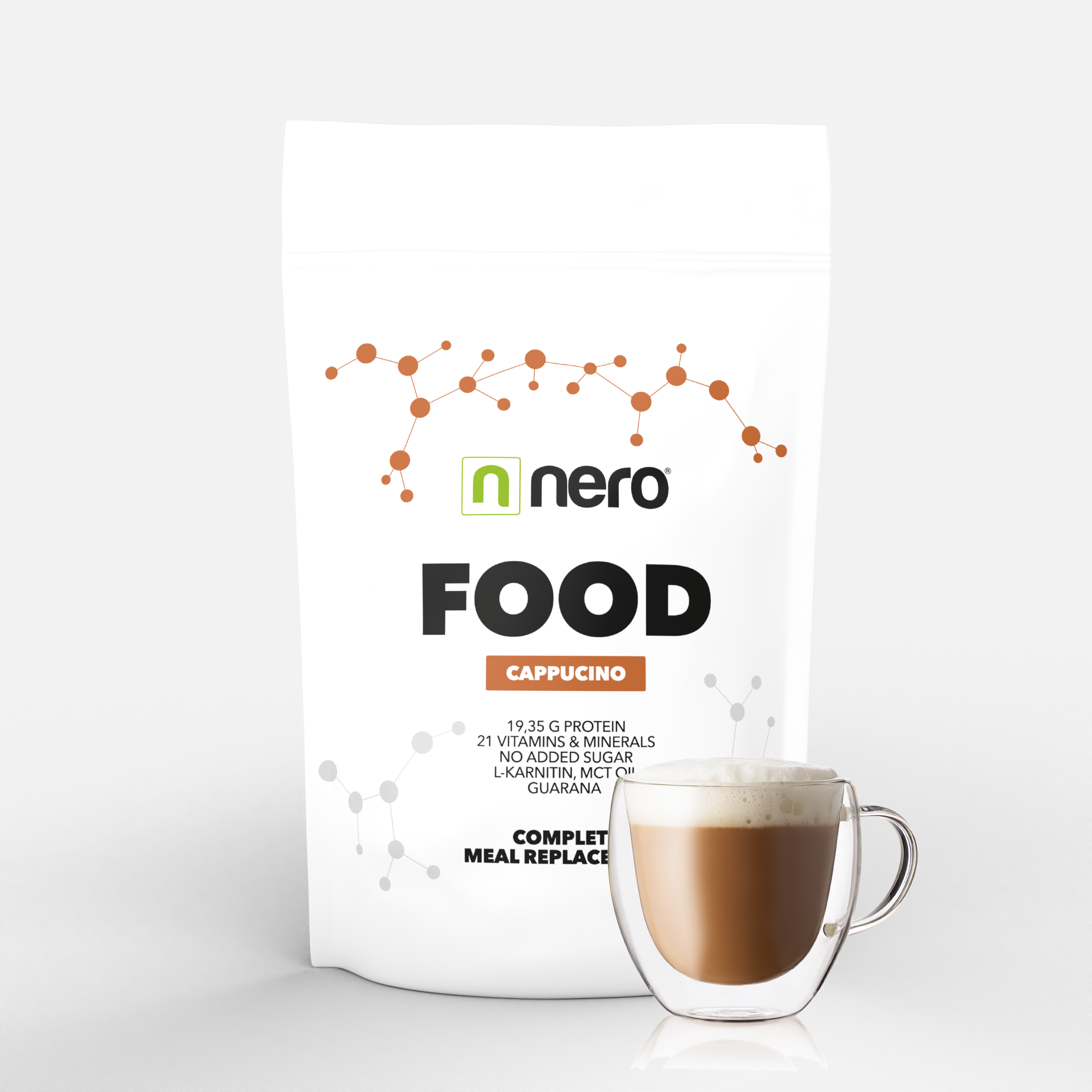 Zdravé dietní jídlo Nero FOOD Cappuccino, 1kg, 33 porcí 8594179510184