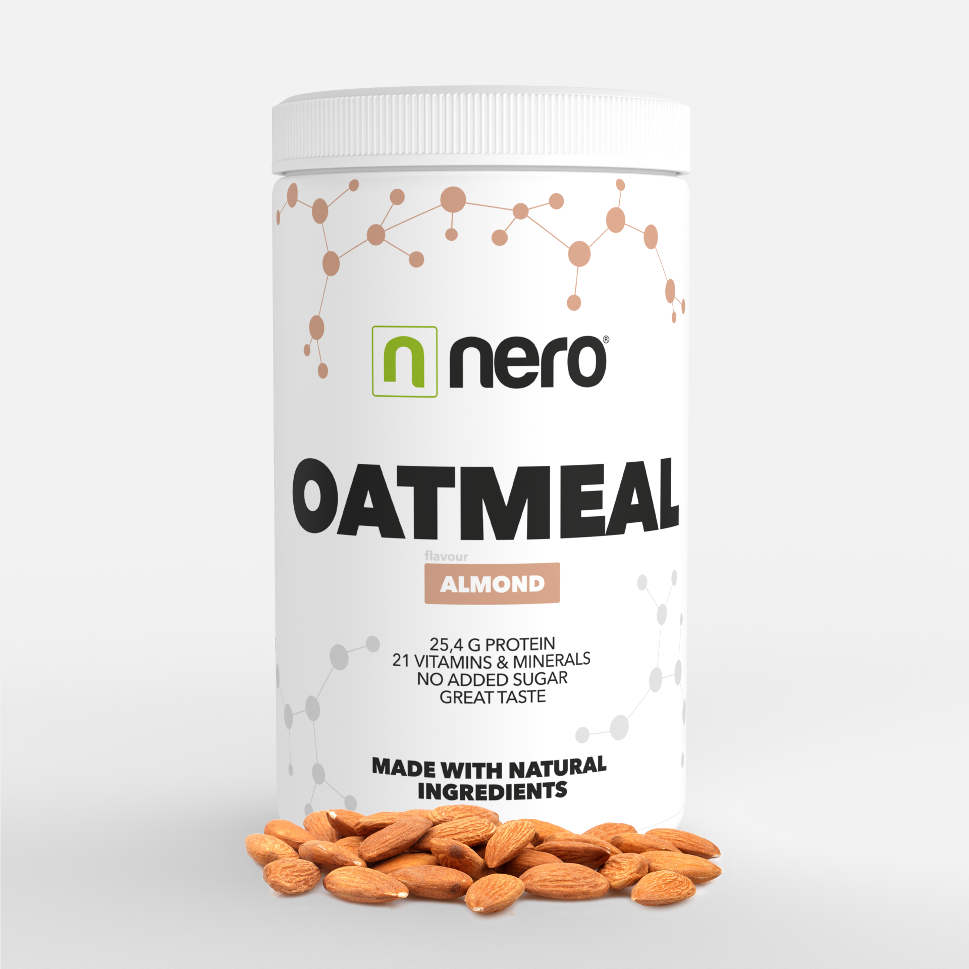 Levně Proteinová instantní ovesná kaše Nero, Mandle, 600g, 12 porcí