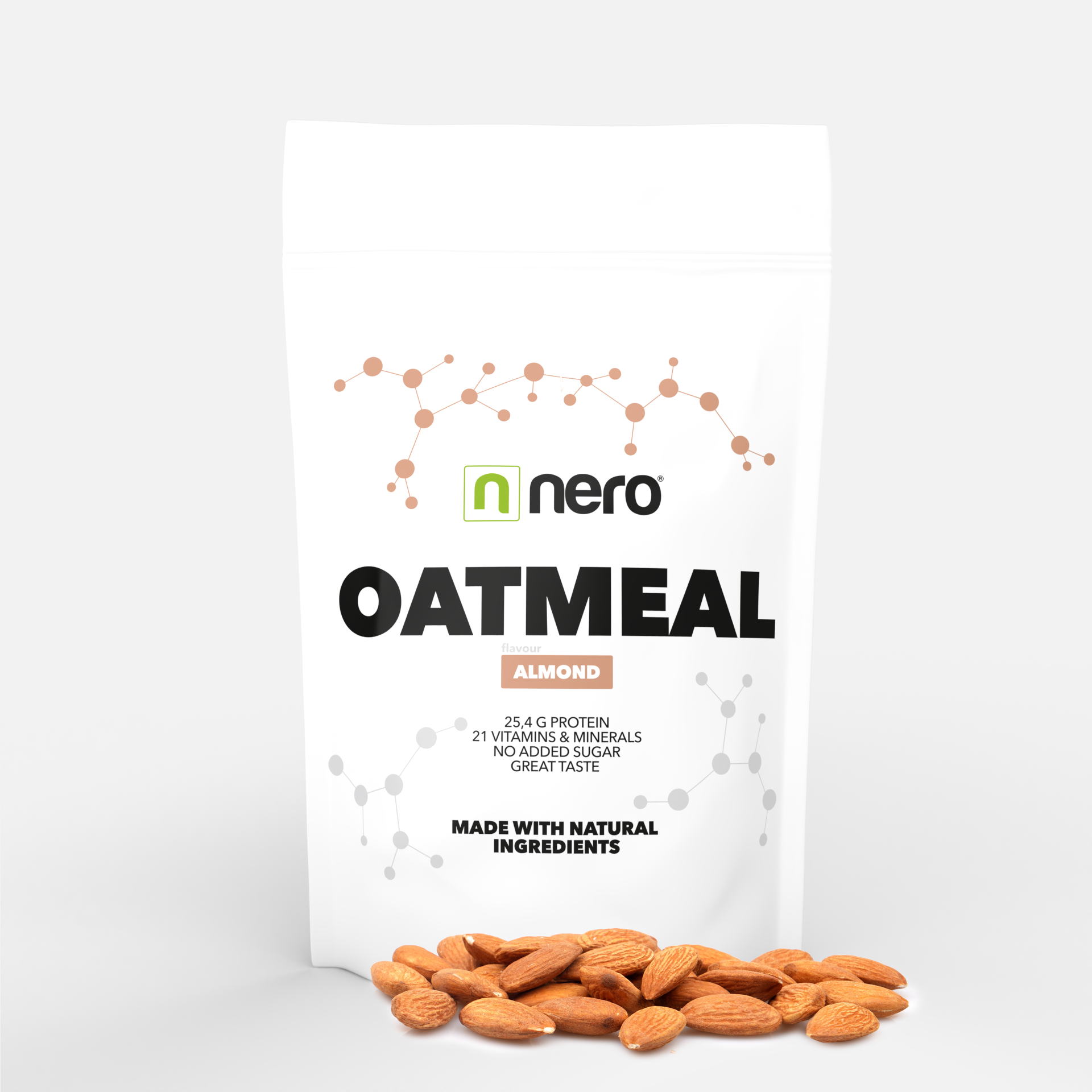 Levně Proteinová instantní ovesná kaše Nero, Mandle, 1kg, 20 porcí